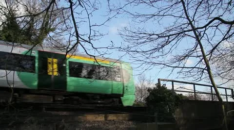 Two passing trains Stock Footage 21330397