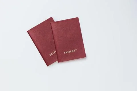 Two Passports on a white background isolate Stock Photos