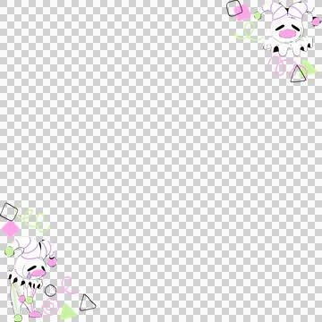 Two pastel jester characters are framing corners on transparent bg in flat Illustrazione stock