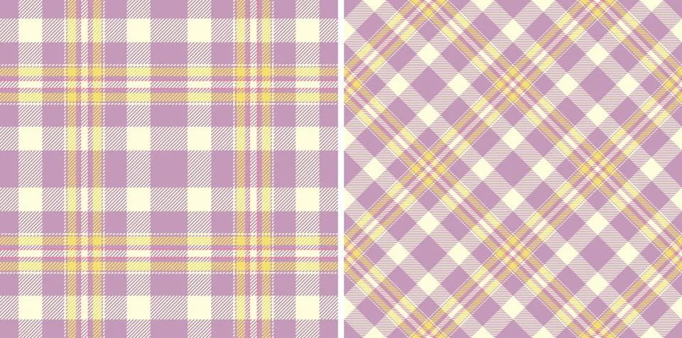 Two pastel plaid patterns one classic, one diagonal. Ideal for textiles, back イラスト素材