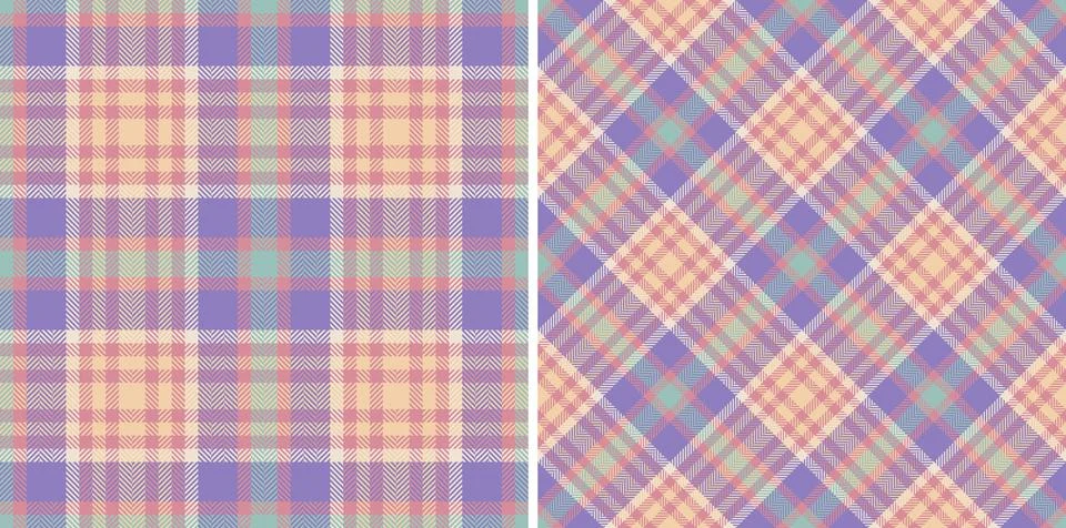 Two pastel plaid patterns, perfect for textile design, fashion, or website ba Ilustração Stock