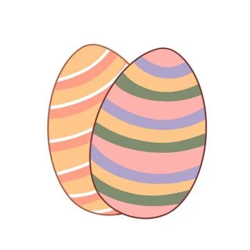 Two Pastel Striped Easter Eggs On White Background Stock-Illustration