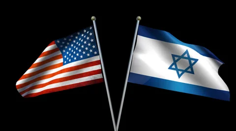 Two patriotic flags blowing in the wind of USA vs Israrel Stock Footage 38485403