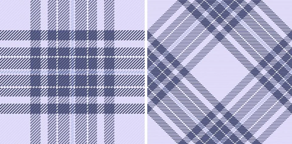 Two patterns classic and diagonal. Elegant textile design with lavender and b 스톡 일러스트
