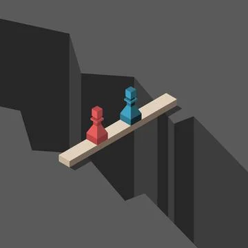 Two pawns on bridge Stock Illustration