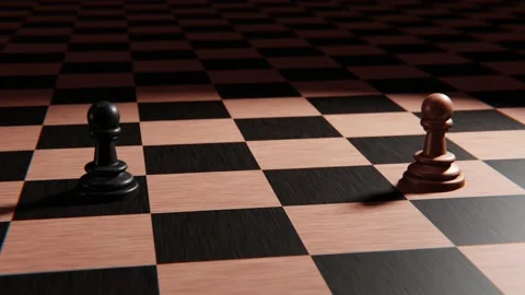 Two pawns on the chessboard 3D animation Stock Footage 145528014