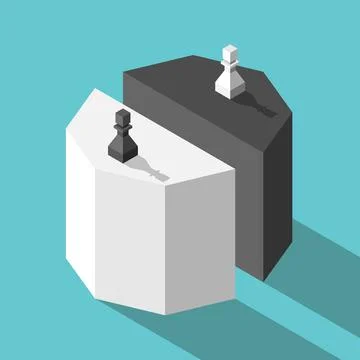 Two pawns sharing halves Stock Illustration