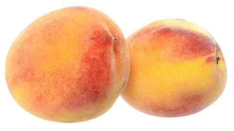 Two peach close up isolated Stock Photos
