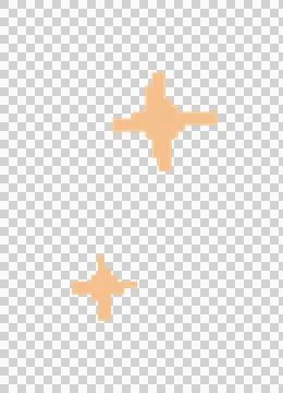 Two peach pixel art sparkle shapes are twinkling on transparent backdrop, Illustration