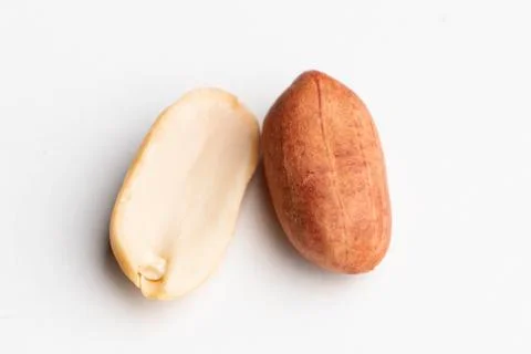 Two peanuts isolated on a white background Stock Photos