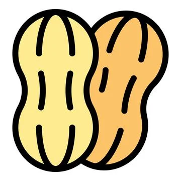 Two peanuts showing their shells, one peeled and one unpeeled Stock Illustration