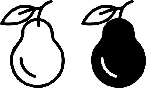 Two pears one outline and one solid black silhouette illustration Stock Illustration