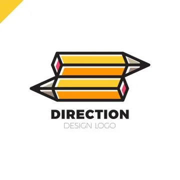 Two pencil 3d isometric arrow direction logo or symbol Stock Illustration