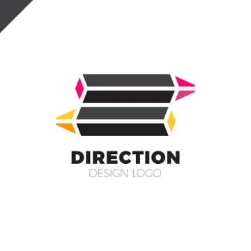 Two pencil 3d isometric arrow direction logo or symbol Stock Illustration