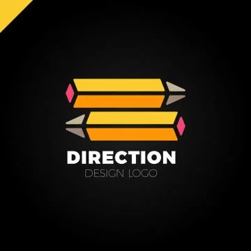 Two pencil 3d isometric arrow direction logo or symbol Stock Illustration
