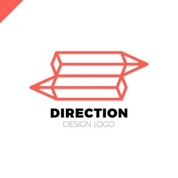 Two pencil 3d isometric arrow direction logo or symbol Illustrazione stock