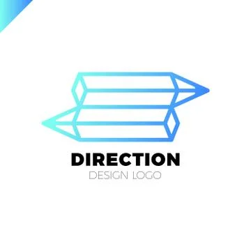 Two pencil 3d isometric arrow direction logo or symbol Stock Illustration