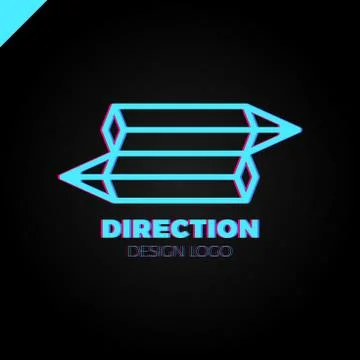 Two pencil 3d isometric arrow direction logo or symbol Stock Illustration