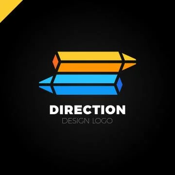 Two pencil 3d isometric arrow direction logo or symbol Stock Illustration