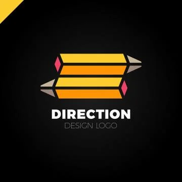 Two pencil 3d isometric arrow direction logo or symbol Stock Illustration