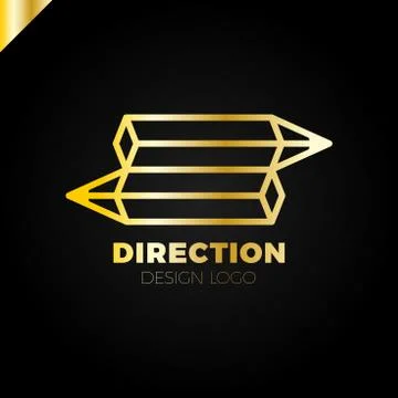 Two pencil 3d isometric arrow direction logo or symbol Stock Illustration