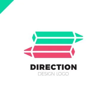 Two pencil 3d isometric arrow direction logo or symbol Stock Illustration