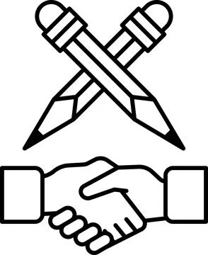 Two pencils crossed over each other, symbolizing a handshake Illustrazione stock