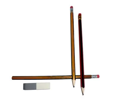 Two pencils with an eraser Stock Photos