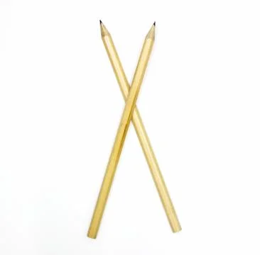 Two pencils set as x on white background Stock Photos