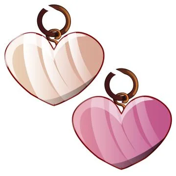 Two pendants in the shape of a heart isolated on a white background. Jewelry Stock Illustration