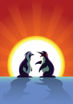 Two penguins Stock Illustration