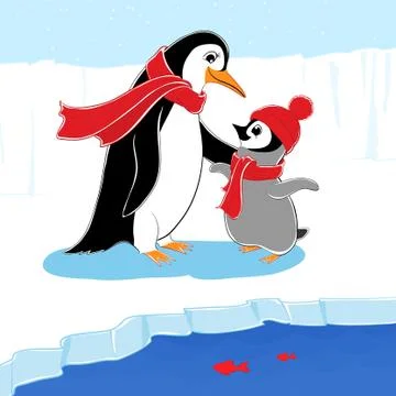 Two penguins Stock Illustration