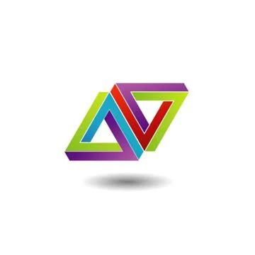Two penrose triangles optical illusion- Business logo  Stock Illustration