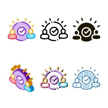 Two people agreement styleset icon vector outline Stock Illustration