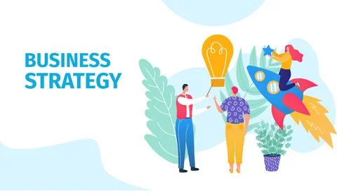 Two people are involved in a creative business strategy discussion. Man holding Stock Illustration