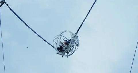 Two People are Launched into Space on an Amusement Park. Stock Footage 155656738