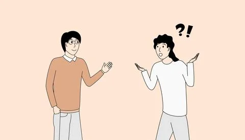 Two people are talking to each other, one of them is asking a question Stock Illustration