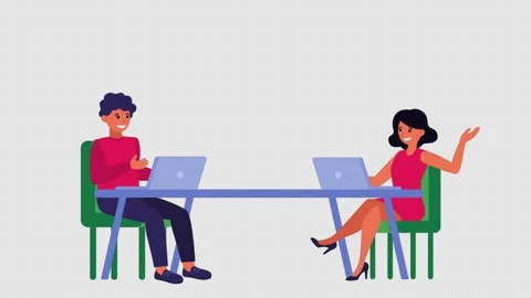 Two People are Talking at the Table Alpha Channel Stock Footage 254249045