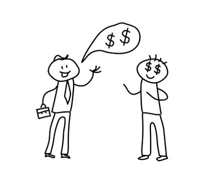 Two people are talking on a white background. Vector Stock Illustration