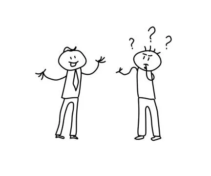 Two people are talking on a white background. Vector Stock Illustration