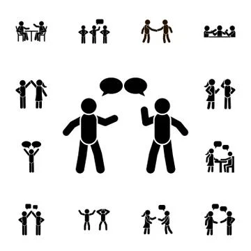 Two people arguing flat vector icon in People talk pack Stock Illustration