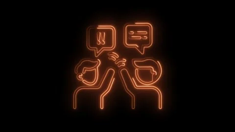Two people arguing with speech bubbles neon style on a black background Stock Footage 330772781