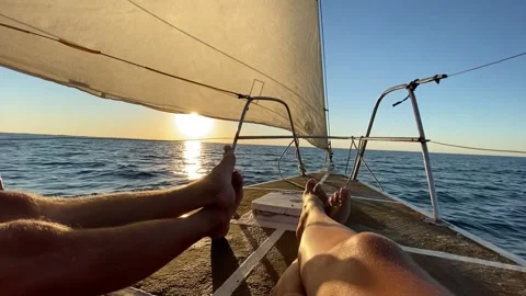 Two people on a boat Stock Footage 156164671