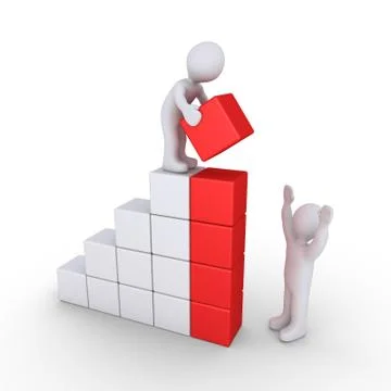 Two people build graph Stock Illustration