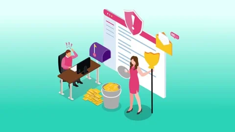 Two people cleaning email on computer Vídeos de archivo 223457726