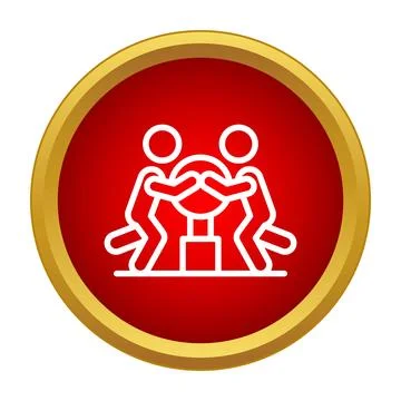 Two people collaborating on a shared idea symbol Illustrazione stock