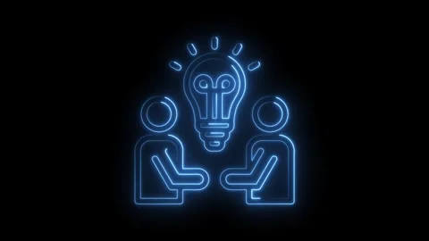 Two people collaboration and idea generation with glowing light bulb symbol.. Stock Footage 346010018