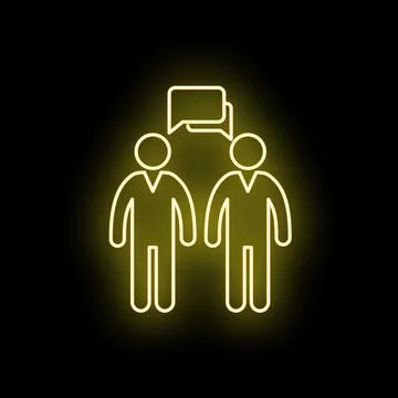 Two people communicating dialoging speech bubble neon icon Stock Illustration
