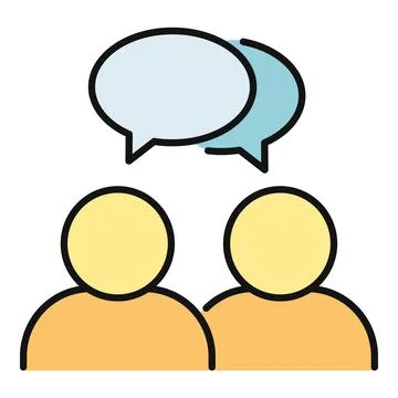 Two people communicating icon with speech bubbles Illustrazione stock
