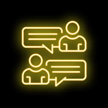 Two people communicating with speech bubbles neon sign Stock Illustration